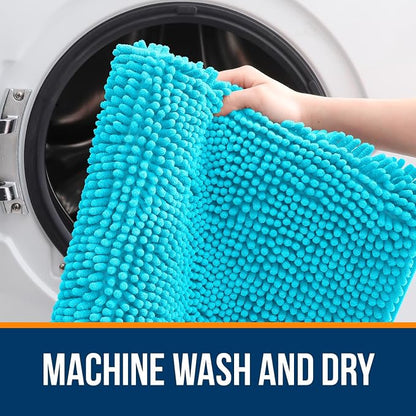 OLANLY Toilet Rugs U-Shaped 20x20, Extra Soft Absorbent Chenille Contour Bathroom Rugs for Toilet, Dry Quickly, Machine Washable, Non-Slip Bath Mat, Aqua Sky