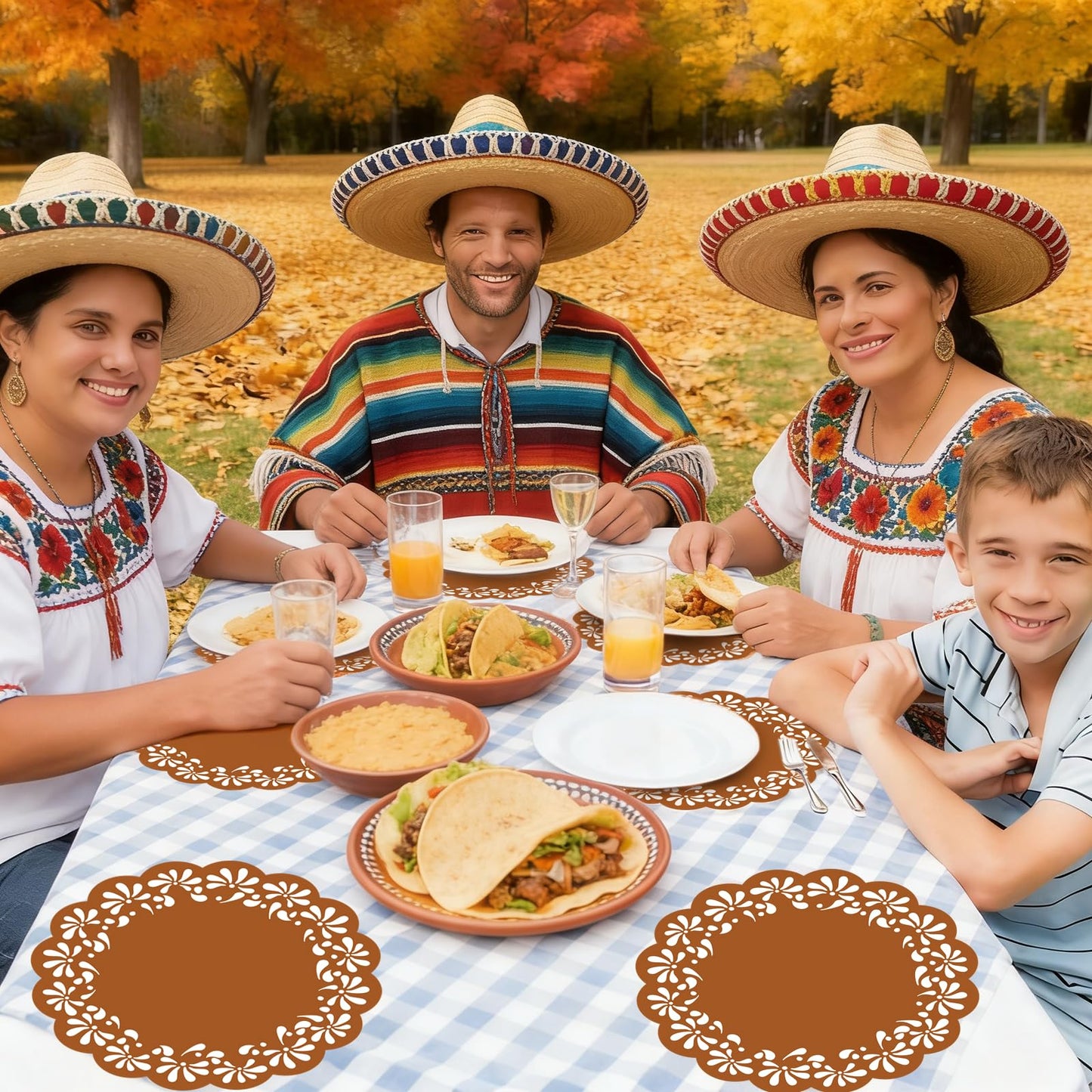 50 Pack Disposable Paper Mexicanos Placemats Table Mats 13.4 Inch Place Mats for Mexican Holiday Party Kitchen Dining Table Decoration