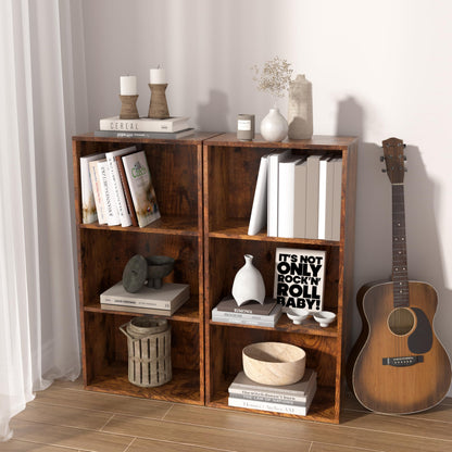 NewBeth Wooden 3 Cube Storage Organizer, 3 Tier Low Bookcase Freestanding Storage Display Organizer,Versatile Cubes Shelf and Cubby Unit for Any Space