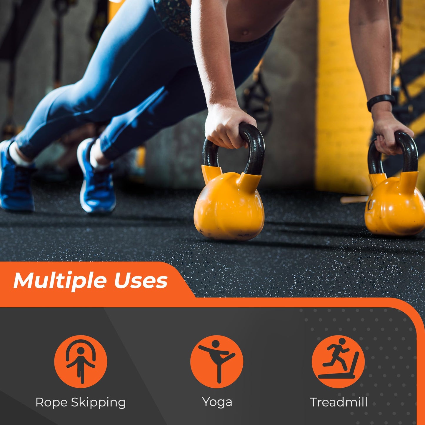 SUPERJARE 0.4'' Thick 36 Pcs 144 Sq Ft Rubber Top Exercise Equipment Mats, High Density EVA Foam Mats with Rubber Top, Interlocking Gym Flooring for Home Gym, Protective Workout Mat, Black/Grey