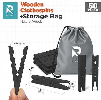 RIVEDA 50pcs Colored Wooden Clothes Pins, Clothespins