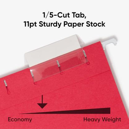 Smead Standard Hanging File Folders, 25 Count, Assorted Primaries, 1/5-Cut Adjustable Tabs, Letter Size (64059)