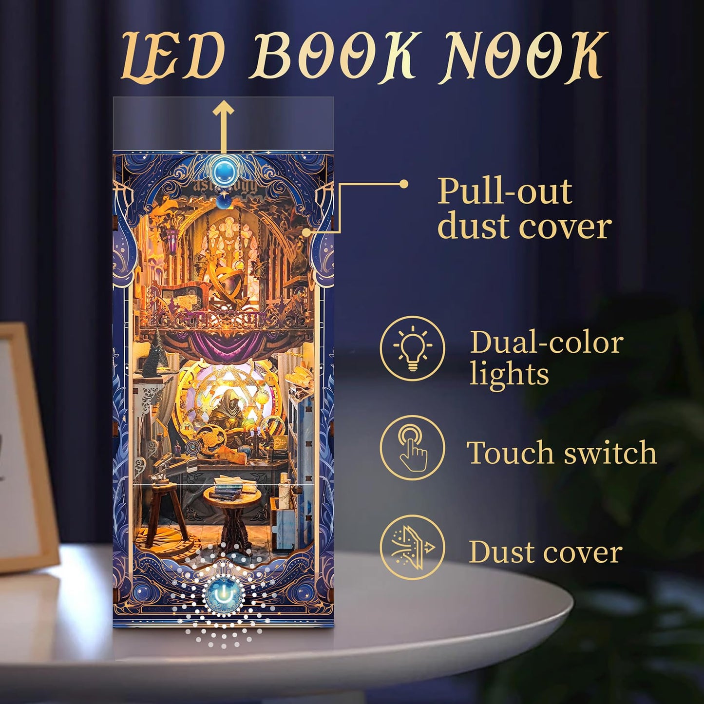 Spilay Book Nook Kits for Adults,Starmap Secrets DIY Miniature House Kit with LED Light, 3D Wooden Puzzle Mini House Building kit for Bookshelf Decor, Desk Decor, Gift for Readers, Teens & Adults
