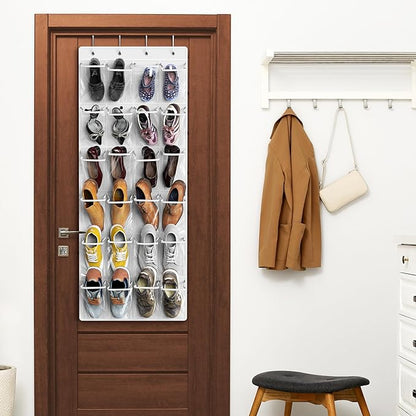 Simple Houseware 24 Pockets Large Clear Pockets Over The Door Hanging Shoe