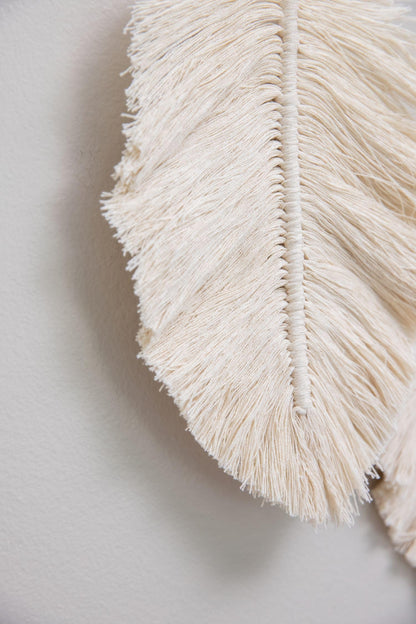 Crane Baby Willow Leaf Wall Décor - Bohemian-Style Nursery Wall Art, Handcrafted with Macramé Details