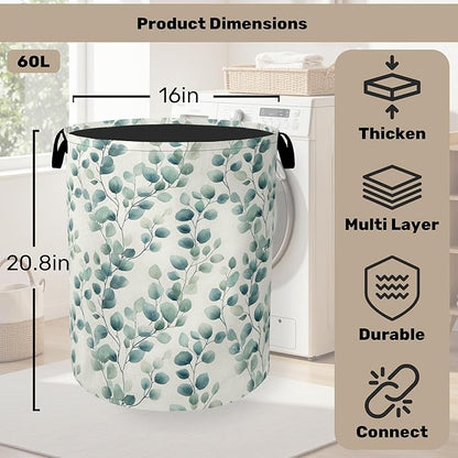Sage Green Plant Large Clothes Hamper Bag