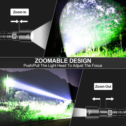 Rechargeable Flashlights High Lumens, Super Bright LED Small Powerful Tactical Flashlight with Memory Function, 6Modes Pocket Waterproof Flash Light for Camping,Emergency