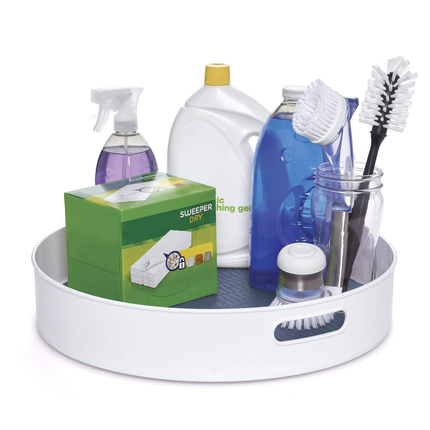 Copco Under-Sink Pantry and Cabinet Organizer, 18-Inch, Revolving Storage Solution, White and Gray