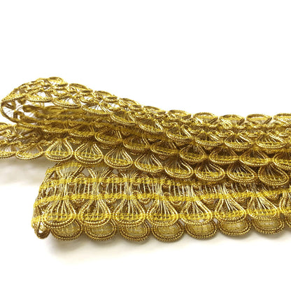 levylisa 10.9 Yards Metallic Braid Lace Trim Lace Ribbon Decorated Gimp Trim for Sewing and Crafting (Gold)