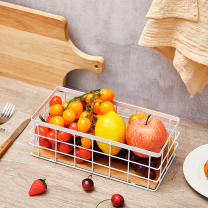 Funrous 2 Pcs Metal Small Wire Basket Wall Hanging Wire Basket Hang Small Bathroom Kitchen Storage Organizer Toilet Paper Mesh Storage Bin Shelf Rack with Base(White,11.42 x 5.12 x 3.94 Inches)