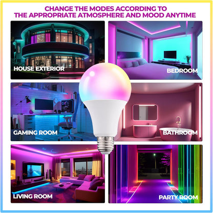 Droiee Dimmable E26 Warm LED Light Bulb, 6W RGBW Color 500LM with 16 Color Changing Modes for Christmas, Party etc with Remote Control 2 Pack
