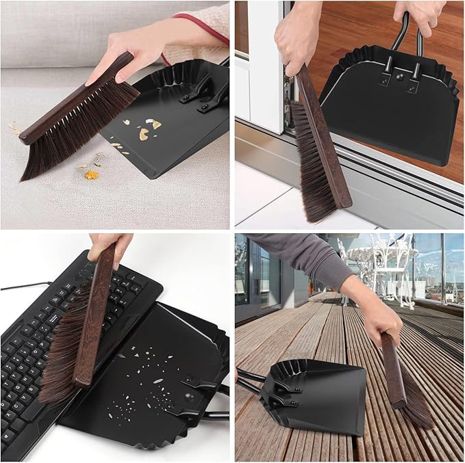 Dust Pan and Brush Set-Handheld Angled DustPan and Hand Broom Set, Large dust