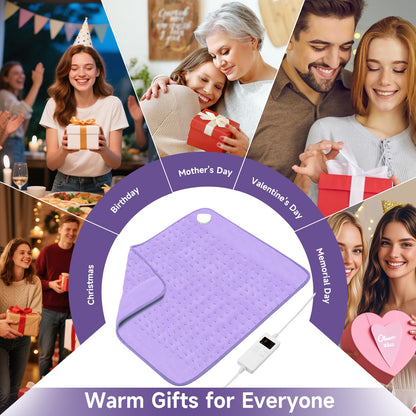 Heating Pad for Back, Large Heating Pads for Body Muscle Pain Cramps Relief, 6 Heat Settings Machine Washable Electric Heating Pad, Birthday Christmas Gifts for Women Mom
