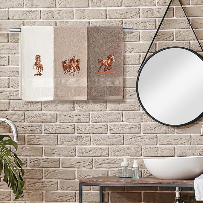 3 Pcs Western Horse Hand Towels Set