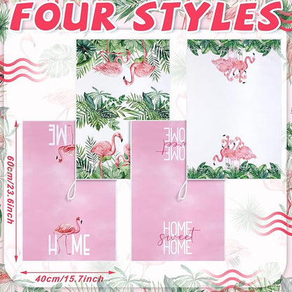 Geyoga 6 Pcs Spring Floral Kitchen Towels Flamingo Dish Hand Towels Sunflower