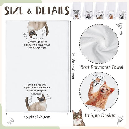 R HORSE 5Pcs Cats Kitchen Towels Set