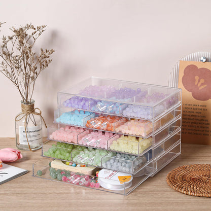 CLUQMEIK 5-Tier Large Bead Organizer Box, Acrylic Jewelry Storage Bead Containers with 5 Drawers, Suitable for Bracelet Making DIY Storing Beads Jewelry Rock Buttons.