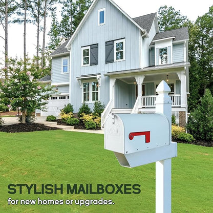 Mail Boxes for House Outside, RAINHOL White Mailboxes for Outside, Galvanized Steel Post-Mount Mailboxes, 19 x 8.7 x 6.7 Inches