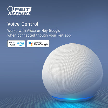 Feit Electric BR30 Smart Flood Light Bulb,2.4GHz WiFi Color Changing and Dimmable, No Hub, Works with Alexa or Google Assistant, BR30/RGBW/CA/AG, 65W, Multi-Color (RGBW), 1 Count (Pack of 1)