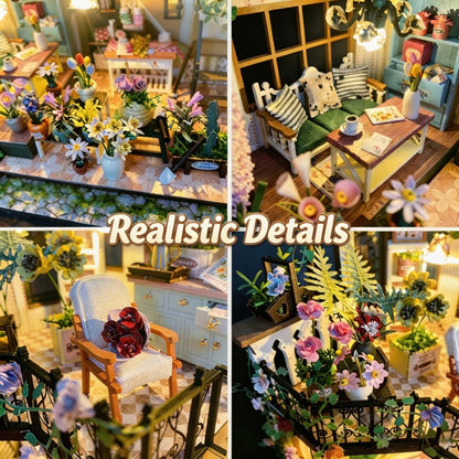Kedymai DIY Miniature House Kit,Fairy Dollhouse for Adults with Music Movement and LED Lights, Two-Story Wooden Tiny Home Kit,Fairy Garden Kit Décor for Family and Friends