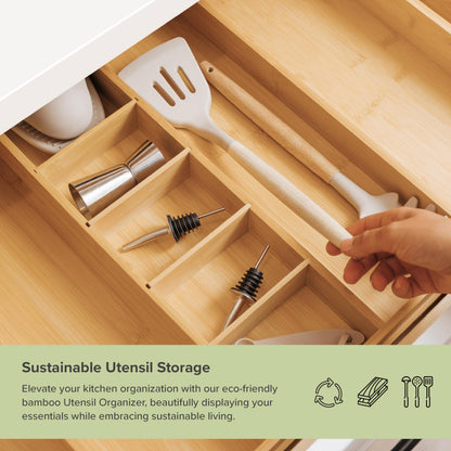 KitchenEdge Adjustable Kitchen Drawer Organizer - Expandable From 18.5 to 33 In and Adjustable Kitchen Drawer Organizer for Utensils and Junk - Expandable from 16 to 28 In Bundle