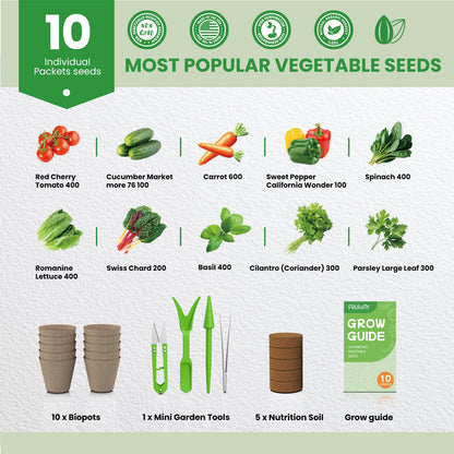 Fruivity 10 Heirloom Seeds Variety Pack - 3200+ Seeds for Planting Vegetables, Indoor Outdoor Garden Seed Starter Kit, Easter Unique Gift for Mother, Women, Mom, Friend, Her