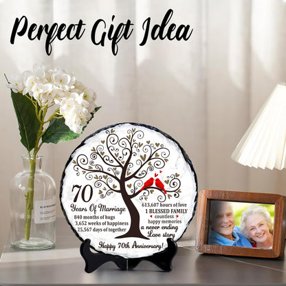 Bozspacer Platinum Couple Slate Plate – 70th Wedding Gifts for Parents & Couples – Unique 70th Anniversary Wedding Gift Ideas – 70 Years of Marriage Decoration, Keepsake, Plaque (Platinum Anniversary)