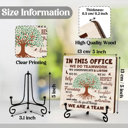 Team Definition Gifts for Women Men, Teams Signs for Work, In This Office We Are A Team Wooden Sign with Stand, Thank You Gifts for Coworkers Employees, Home Office Desk Decor, 5"x5"-C07