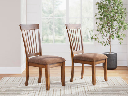 Signature Design by Ashley Berringer Dining Chairs Set of 2, Classic Wood Spindle-Back Design, Cushioned Microfiber Seat, Rustic Finish for Kitchen & Dining Room Chair, Walnut