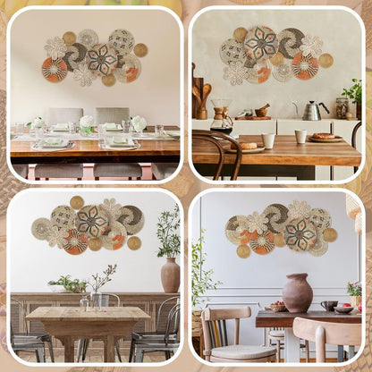 11 Pcs Boho Hanging Wall Basket Decor Handmade Woven Basket Wall Decorative Boho Wicker Baskets Placemats Round Farmhouse Bulrush Art for Rustic Home Decorations Christmas Gift(Cute)