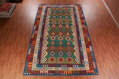 Rug Source Southwestern Style Collection Large Rugs (Palace Sized) Kilim Rectangle Rug, Hand Woven Green All-Over Rug, Oriental 100% Wool Carpet for Bedroom, Living Room, Dining Room