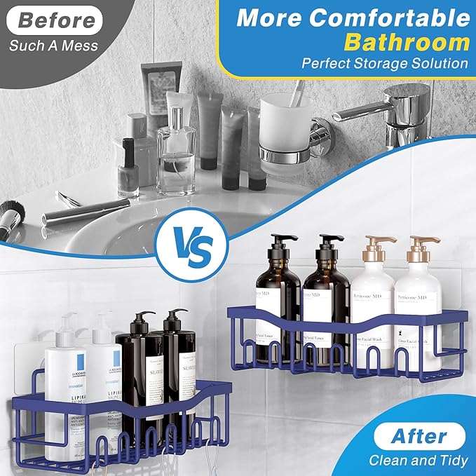 EUDELE 5-Pack Rustproof Stainless Steel Shower Caddy – No Drill Adhesive