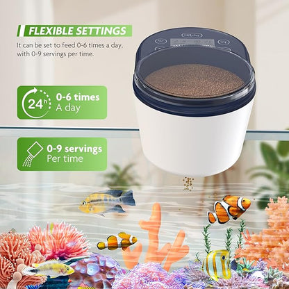 PAIZOO Automatic Fish Feeder, Rechargeable Timer Fish Dispenser for Aquarium, Moisture-Proof Betta Food Vacation Feeder with LCD Display for Betta, Goldfish, Shrimp