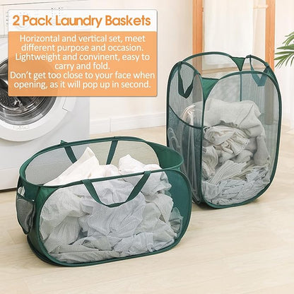 2 Pcs Durable Collapsible Laundry Baskets