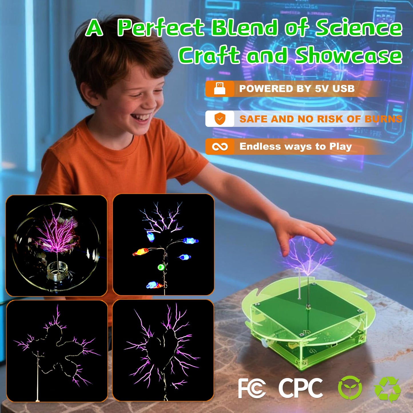 eUda+ STEM Tesla Lightning Kit for Kids&Adults Science Kits for Kids Age 12-14 Build Stem Kits for Kids Age 14-16 Soldering Practice Kit for Beginners 12 13 14 15 16 17 18+ (Soldering Version, RTB)