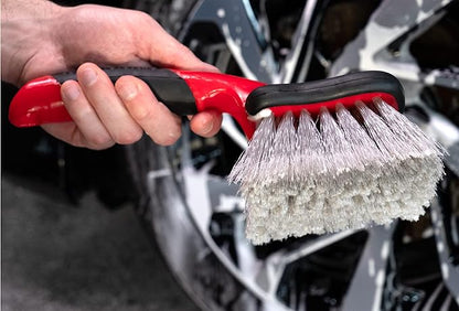 Mothers Car Wash Brush, Wheel and Fender Brush, Short Handle Tire Cleaner