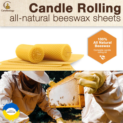 Beeswax DIY Candle Making Kit - Natural Candle Rolling Kit for Beginners with 7 Beeswax Sheets & Multiple Decorations to Make Candles