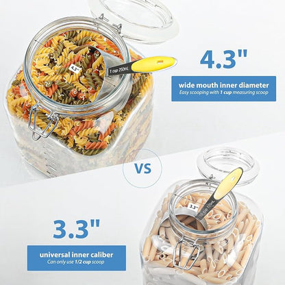 1 Gallon Wide Mouth Glass Jars with Airtight Lids, Large Glass Storage Containers with Lids, 4200 ML Mason Jars with 2 Scales - Canning Jars with Large Capacity, Canister for Pet Food, 2 Pack
