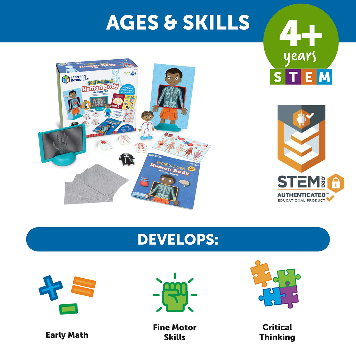Learning Resources Skill Builders! Human Body Activity Set - Anatomy and Science Classroom Must Haves, STEM Study Tools, Back to School Kits, Homeschool Gifts for Students