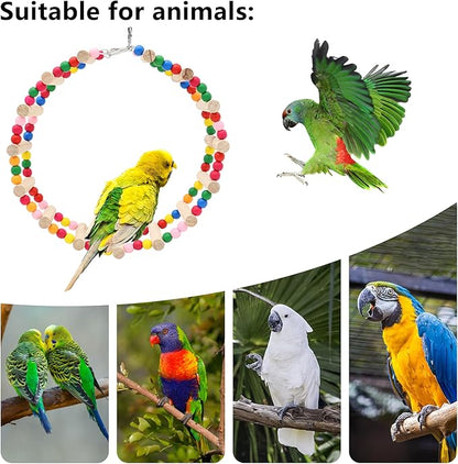 15-Step Bird Ladder Bridge,28.74 x 3.15 inch Raw Wood and Edible Dye,Pet Hamster Climbing Ladder Swing Toys Suitable for Small to Medium Birds,Bird Cage Accessories (15 Ladders)