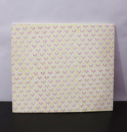 3.3 Gallon Cotton Hand Block Printed Paper Waste Basket |Small Decorative Trash Can for Housewarming Gifts in Living Room, Bedroom, Bathroom | Eco-Friendly, Plastic-Free (1, Small Yellow Pink)