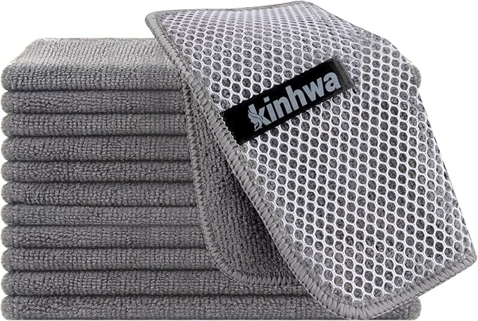 KinHwa Kitchen Washcloths for Dishes Absorbent Microfiber Dish Cloths Quick Dry