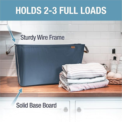 CleverMade Collapsible Laundry Basket LUXE 2 Pack – 60 L Foldable Cotton Blend