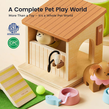 Tiny Land Doll House, Modern Family Dollhouse,Wooden Dollhouse Animal Set