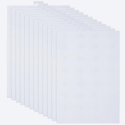 ABuff 12PCS 14 Count Plastic Mesh Canvas Sheets, 14 CT Perforated Plastic Stitching Canvas Cross Stitch PlasticMesh Canvass for Embroidery, Crafts DIY Crochet Projects, 8.2 X 11 Inch, White