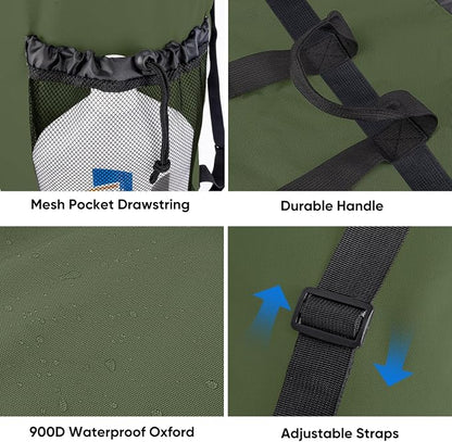 BALEINE 2PK 150L Laundry Bag Backpack, 900D Oxford Fabric Large Travel Laundry Bags with Shoulder Straps and 2 Mesh Pockets for College Dorm, Apartment, Laundromat (Green, 150L)