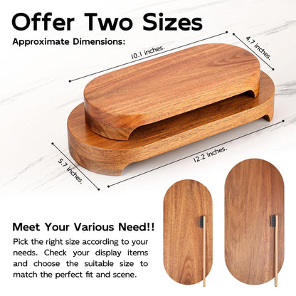 CAMLOT Acacia Wood Risers for Decor Display, Bathroom Counter Decorative Tray, Soap Dish Risers, Pedestal Stand for Bottles,Candle,Plant, Counter Decor for Vanity. (Nature Acacia)