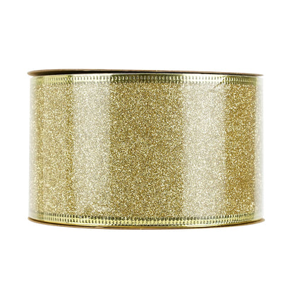 MEEDEE Gold Wired Ribbon 2.5 Inch Metallic Thick Glitter Ribbon by 25 Yards for Christmas Tree Decoration, Garland, Wreath Supplies