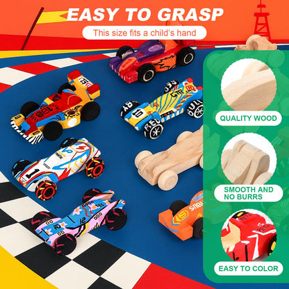 Lenwen 60 Pcs Wooden DIY Car Toys for Party Unfinished Wooden Cars, Wood Truck Wood Graffiti Toy Truck and Crafts DIY for Students Girls Boys Activities Craft Projects Woodworking