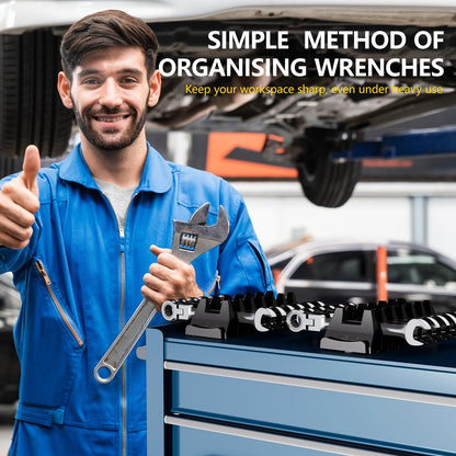 WAENLIR 48PCS Magnetic Modular Wrench Organizer Set-Tool Drawer Storage Rack with Metric&SAE Labels, Wrench Holder with Magnet, Perfect Tool Gift for Men, father, boyfriend, DIYers & Mechanics (Black)